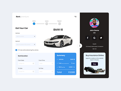 Rent Premium Cars app design flat minimal rent a car rent car renting ui ux web web app web app design website