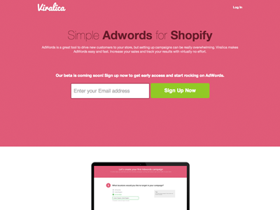 Viralica Landing Marketing Page adwords flat pink web