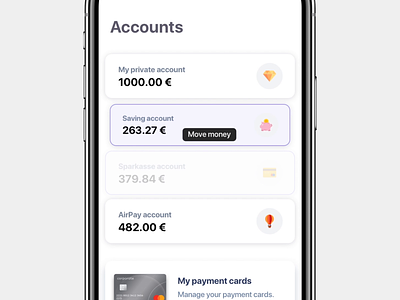 Banking app - move money animation app finance interaction iphone mobile money