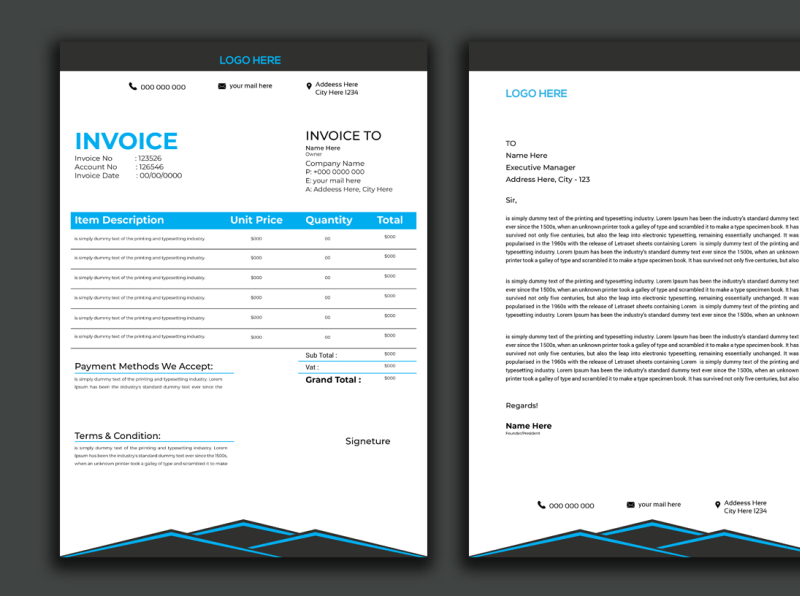 Invoice and Letterhead Template by Rasel's Design on Dribbble