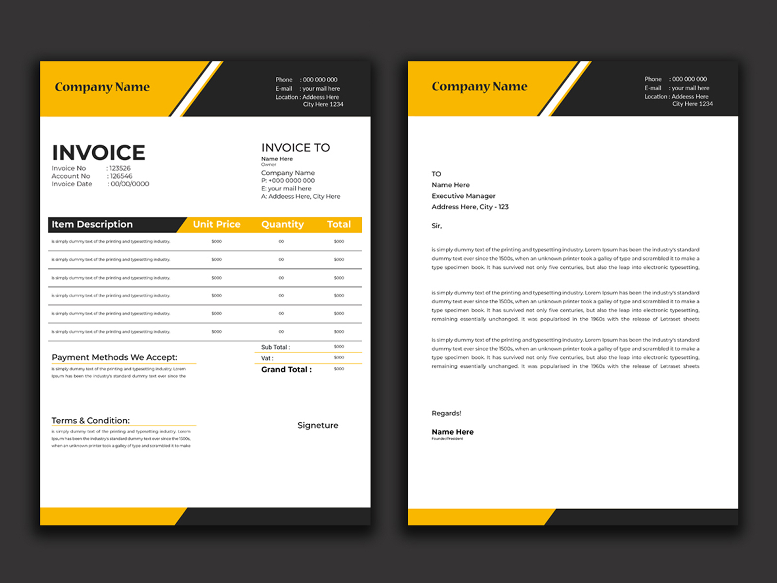 Invoice and Letterhead Template by Rasel #39 s Design on Dribbble