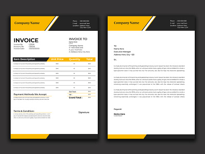 Invoice and Letterhead Template branding branding design business businesstemplet company identity corporate design invoice invoice ai invoice book invoice funding invoice template invoice vector invoices name card