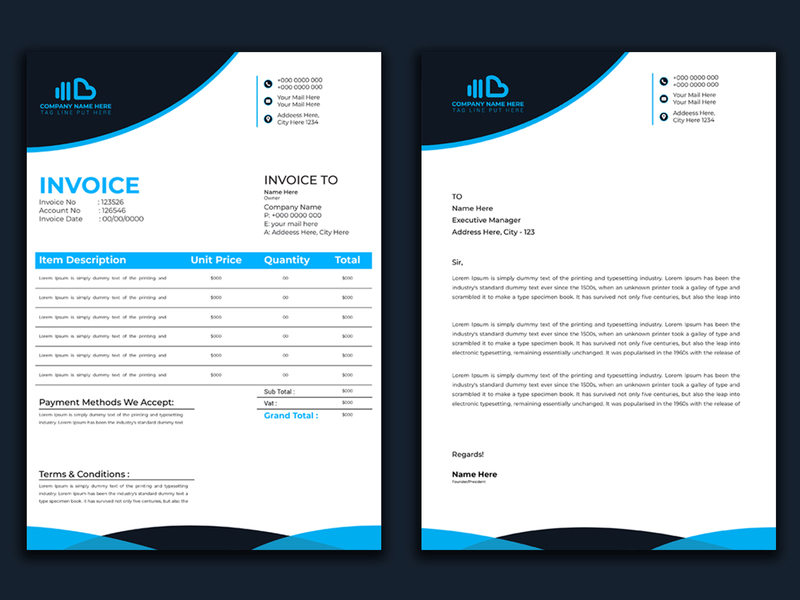 invoice template professional headed paper