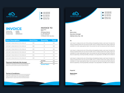 Invoice and Letterhead Template brand identity branding design invoice invoice design invoice funding invoice template invoices letterhead letterhead design letterhead pad letterhead template letterheads letterhead logo logo vector