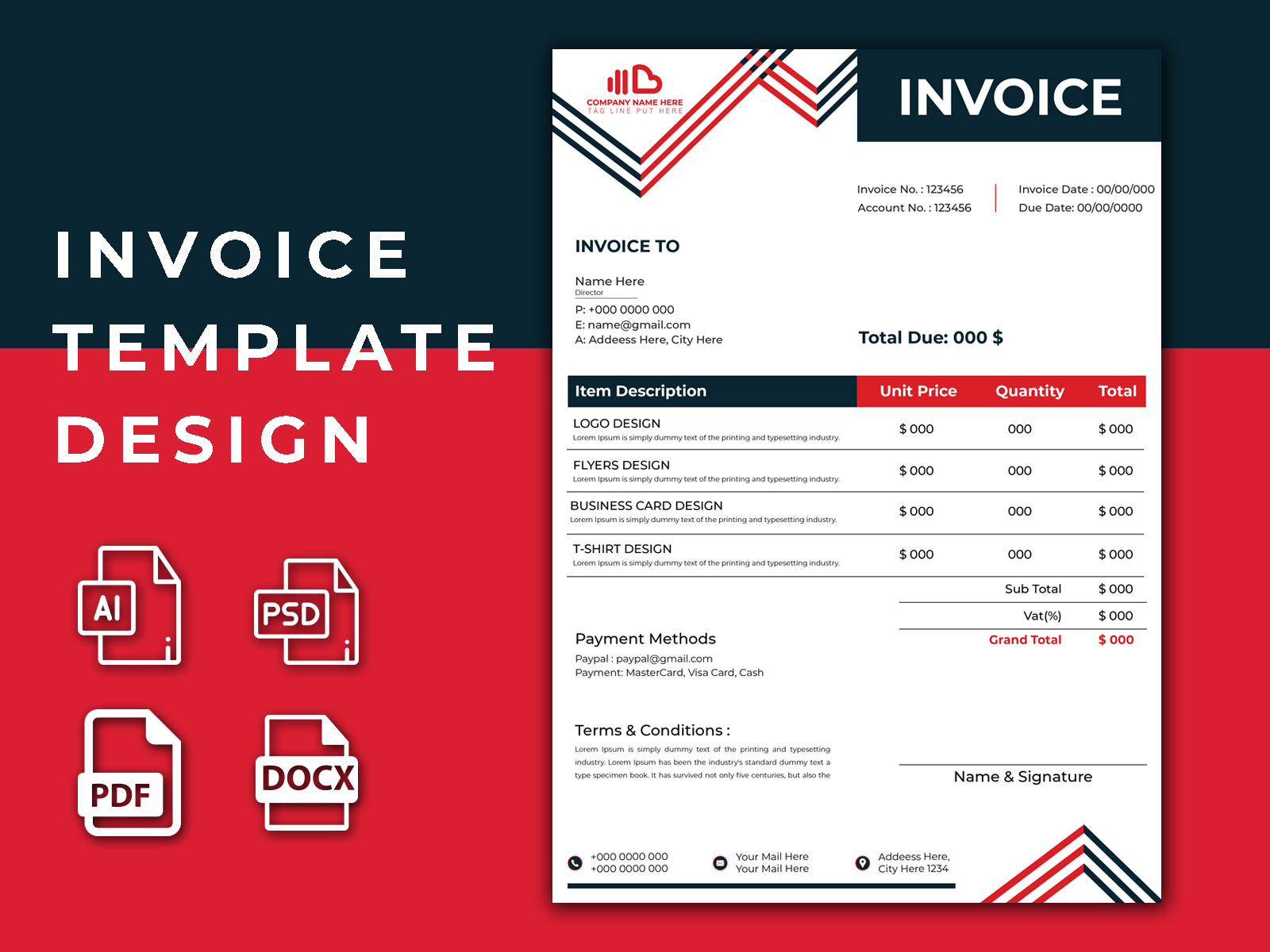 Creative Invoice Template Design by Rasel's Design on Dribbble