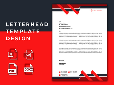 Red Creative Letterhead Template Design Design