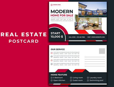 Real Estate Postcard Template brand identity branding businesscard design fiverr flyer home sale postcard logo modern home postcard postcard design postcard template postcards real estate