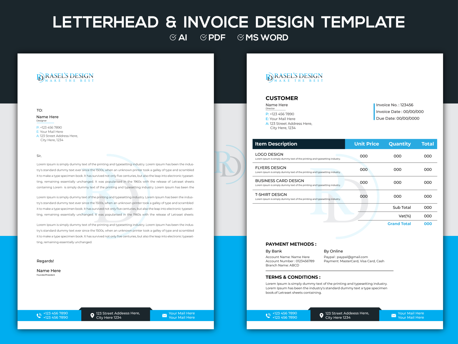 Letterhead Invoice Template by Rasel #39 s Design on Dribbble
