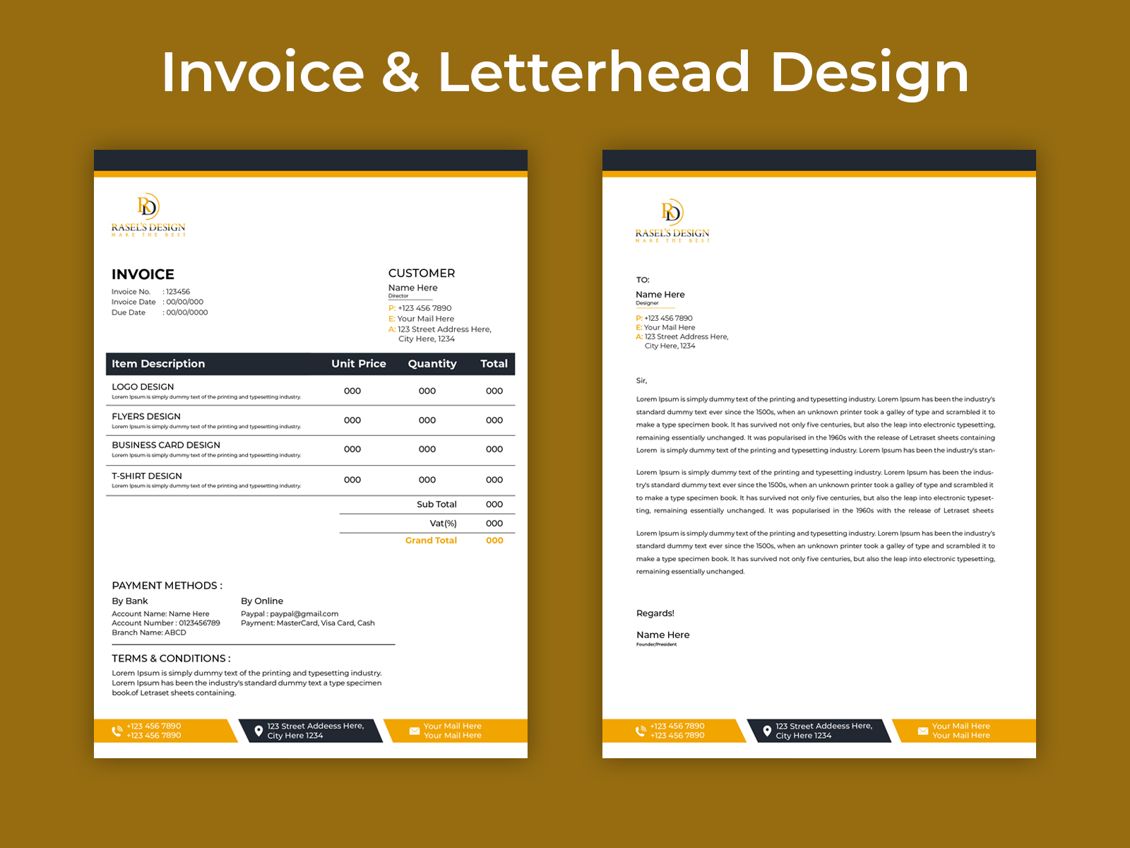 Invoice Letterhead Template by Rasel #39 s Design on Dribbble