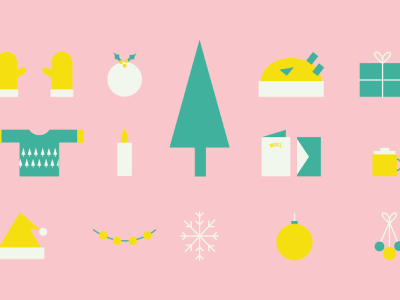 Christmas Illustrations cards christmas green illustration moo pink printing seasonal white yellow