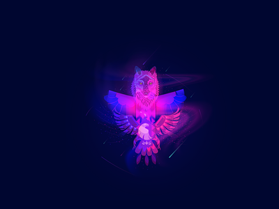 Illustration "The totem of freedom" eagle freedom graphicdesign illustration space totem vector wolf world