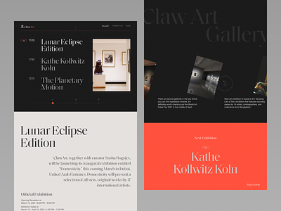 ClawArt - Art Exhibition Website(Gallery Page) art design exhibition design historical history landing page minimal product design typography typography design ui ui design uiux ux uxdesign web website design