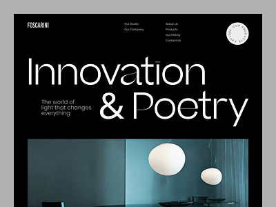 Foscarini - Dark Interior Lighting Website interior landing page light minimal minimalistic product design typography ui ui design uiux ux uxdesign web website design