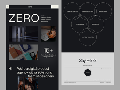 ZERO- Agency Landing Page agency animation black and white claw design design agency dribbble full page landing page minimal popular saidul isla typography ui ui design uiux uxdesign visual design web typography website design