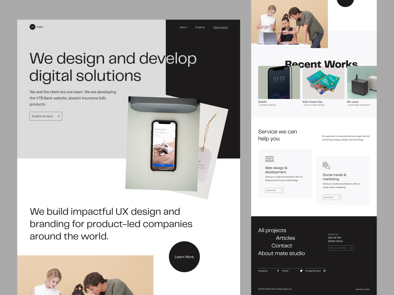 mate. Digital Agency Landing page