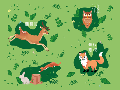 Forest Friends illustration animals childrens illustration digital illustration forest illustration vector