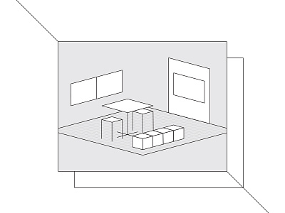 Room Abstraction Illustration Concept furniture grid illustration isometric line minimal screen seating simple