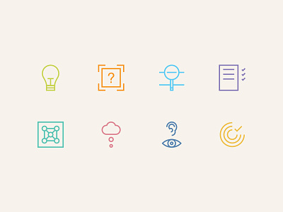 Process Icon Set experience flat geometric icon line process research simple