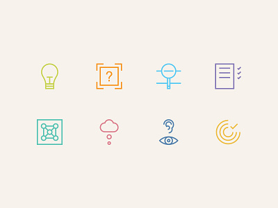 Process Icon Set experience flat geometric icon line process research simple