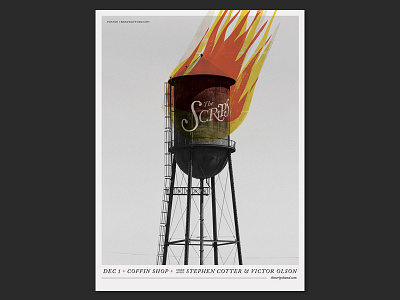 Stephen Cotter, Victor Olson & The Scrips - Poster band concert fire gig music poster water tower