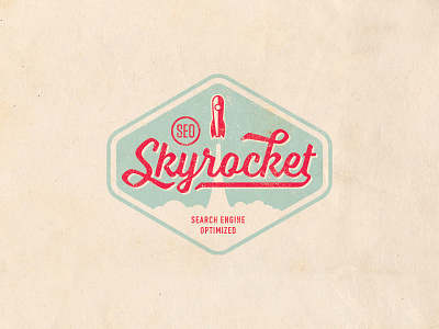 SEO Skyrocket Logo Design badge nameplate rocket script typography vintage