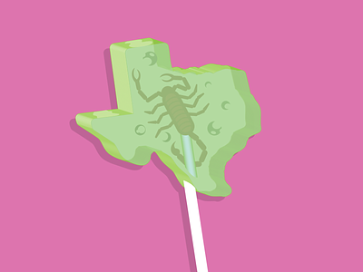 Tex-i-pop – Work in progress illustration lollipop scorpion texas