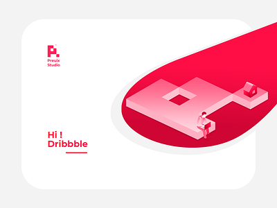 Preuix Studio® | Hello Dribbble ! branding design first design flat hello dribbble hi dribbble illustration isomatric logo ui ui ux design ui art ux vector website