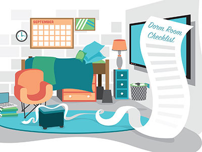 Dorm Room Checklist illustration vector