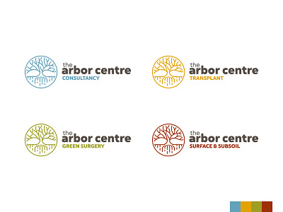 Arbor Centre – sub-brands arbor branding circle lines logo roots sub brand tree