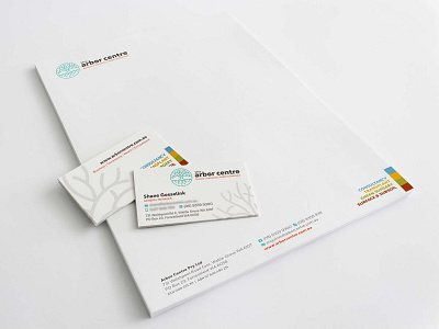 Arbor Centre – business card and letterhead arbor brand identity design business card circle letterhead lines roots tree