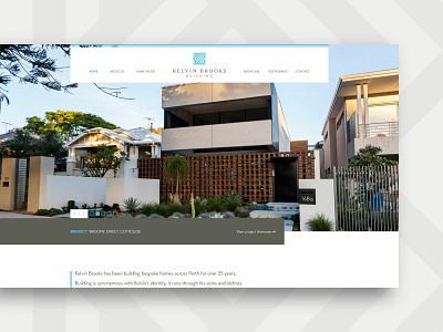 Kelvin Brooks Building – website, home page brand identity design clean home builder sophisticated ui web design