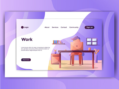 Work illustration landing page art design graphic design illustration illustrations illustrator indor landing page vector web work