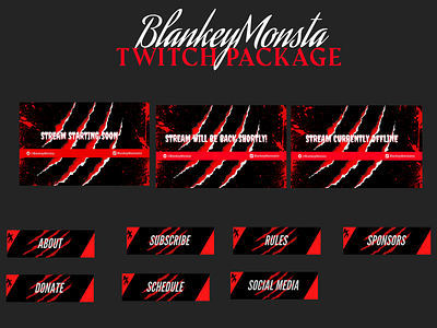 BlankeyMonsta Twitch Package photoshop twitch twitch panels twitch screens