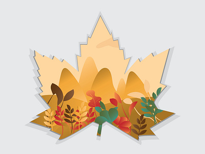 autumn scenery inside the leaf autumn background design fall flat forest holiday illustration landscape leaf leaves mount mountain park romantic scenery season vector wallpaper