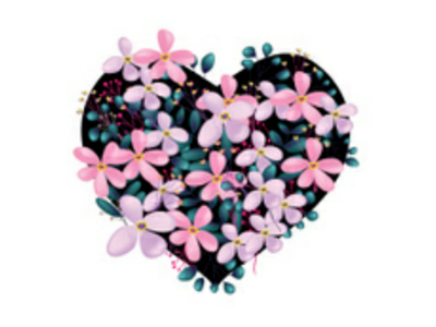 Floral heart love symbol