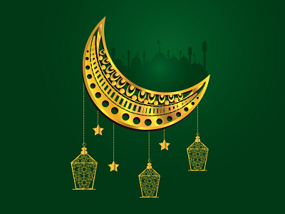 Shilouette of Mousque and Islamic Decoration arab arabian arabic art eid half islam islamic islamic art lantern moon mosque pray ramadan religion shilouette star