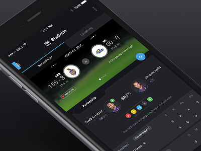 Cricket Score App (Updated Design) android black clean cricket dark elegant flat ios score ui ux