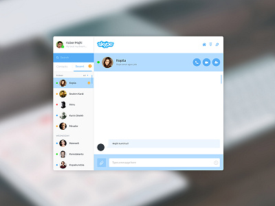 Skype Reskinning app design graphic design light minimal redesign reskinning skype software design ui ux