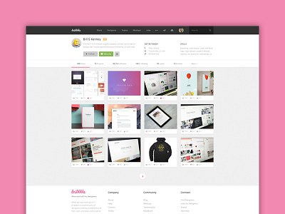 Dribbble Profile Material clean creative dribbble elegant interface light portfolio redesign ui ux web design website