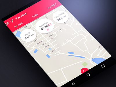 Activity Tracker App Full Map app clean cycling design gps tracker interface map material ui.ux