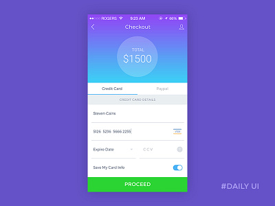 Daily UI :: #002 - Credit Card Checkout checkout clean credit card ios minimal ui ux