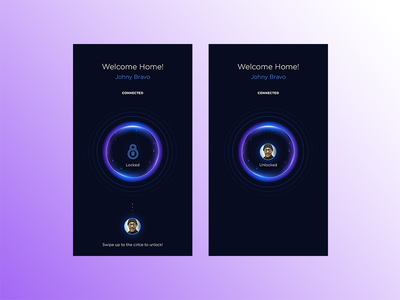 Smart Home - Locked Screen app black blue glowing circle interactive ios lock screen
