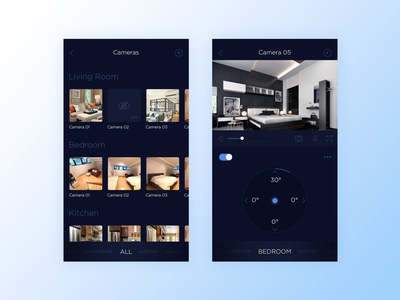 Smart Home - CC Camera Control app black camera settings clean home control minimal smart home ui ux