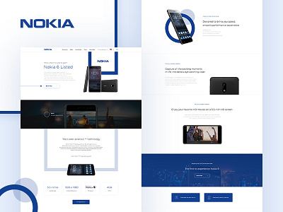 NOKIA 6 Landing Page Re-Design blue clean design interaction landing page minimal nokia 6 ui ux web white