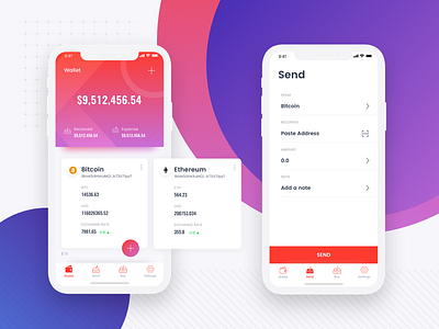 Blockchain Wallet App app bitcoin blockchain cryptocoin cryptocurrency interaction iphone x minimal typography ui ux