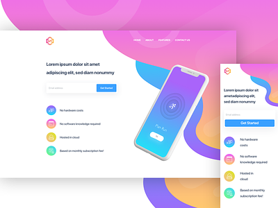 Header Concept clean colorful design minimal mobile app saas software ui ux website header