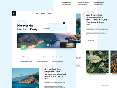 Exploration: Discover the Beauty of Design clean design interaction landing page minimal typography ui ux web web design website