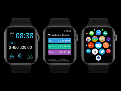 Mobile banking app: Apple watch apple watch apple watch design applewatch banking app cards complications financial fintech investment product design sketch smartwatch ui ui design ux watch watch face