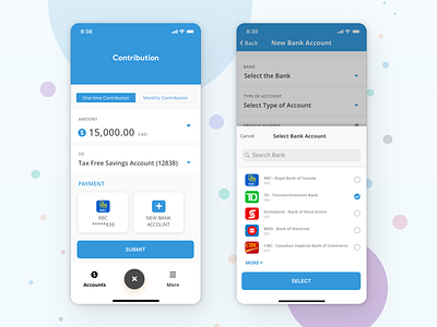 Mobile Banking App 💵 app banking blue contribution financial fintech flat design investment ios iphone mobile mobile app mobile banking mobile banking app sketch software design ui ui design ux