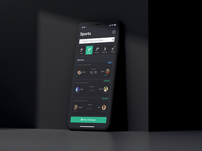 Sports - Dark mode app clean dark dark mode dark ui design game ios live game match minimal mobile mobile app mobile ui score sketch sport app sports ui ux